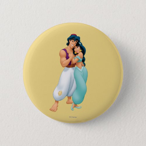 Aladdin and Jasmine Hugging 2 Button