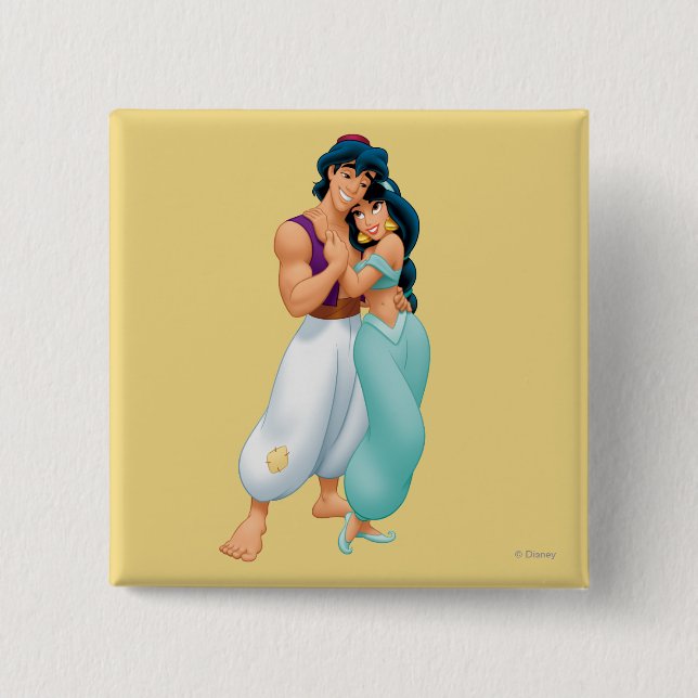 Aladdin and Jasmine Hugging 2 Pinback Button (Front)