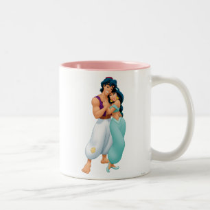 Aladdin and Jasmine Hugging 2 Two-Tone Coffee Mug