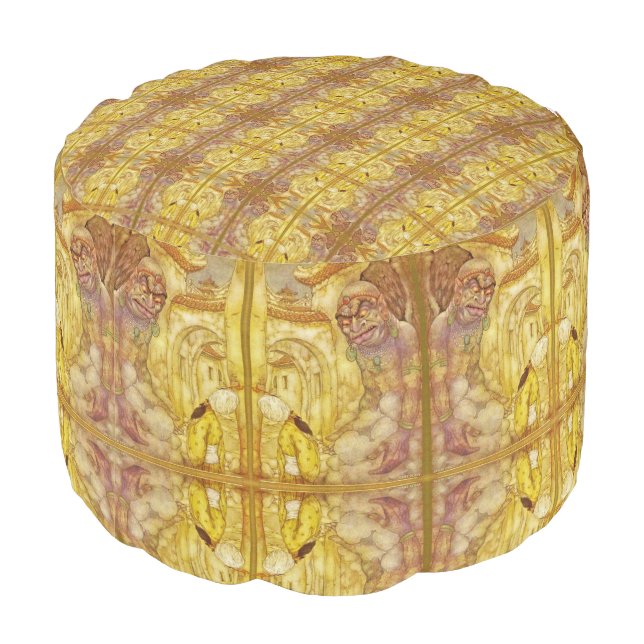 Aladdin and the Magic Genie Fairytale Lamp Gold Pouf (Angled Back)