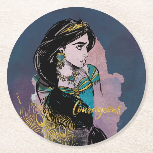Aladdin | Courageous Jasmine Round Paper Coaster (Front)