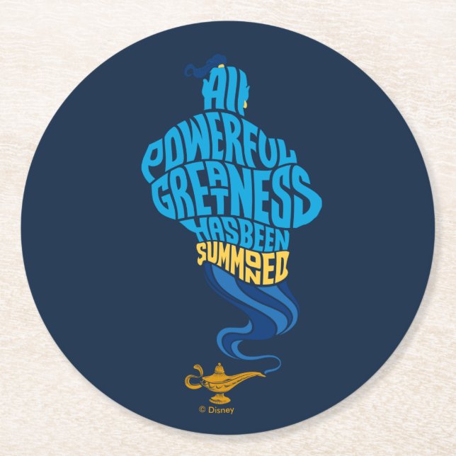Aladdin | Genie - All Powerful Greatness Round Paper Coaster (Front)