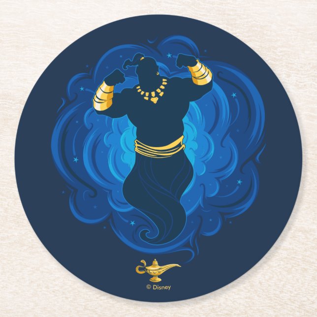 Aladdin | Genie Emerging From Lamp Round Paper Coaster (Front)