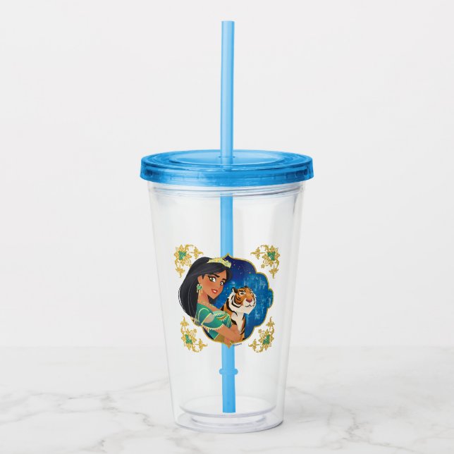 Aladdin | Jasmine And Raja Jewelled Graphic Acrylic Tumbler (Front)