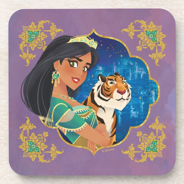 Aladdin | Jasmine And Raja Jewelled Graphic Beverage Coaster (Front)