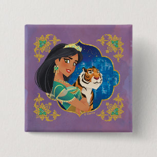 Aladdin   Jasmine And Raja Jewelled Graphic Button