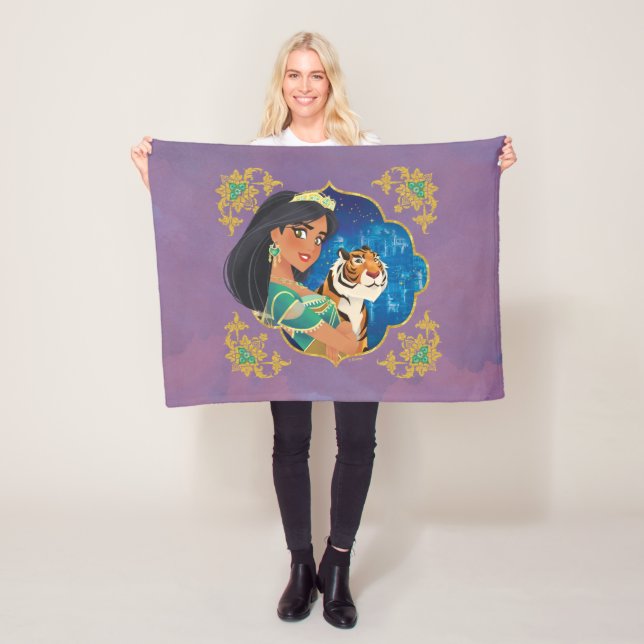 Aladdin | Jasmine And Raja Jewelled Graphic Fleece Blanket (In Situ)