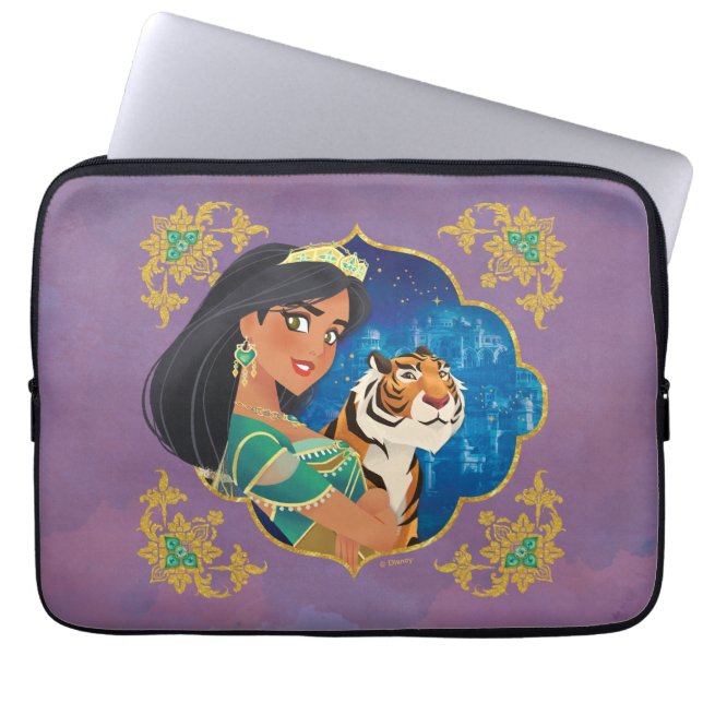 Aladdin | Jasmine And Raja Jewelled Graphic Laptop Sleeve (Front)
