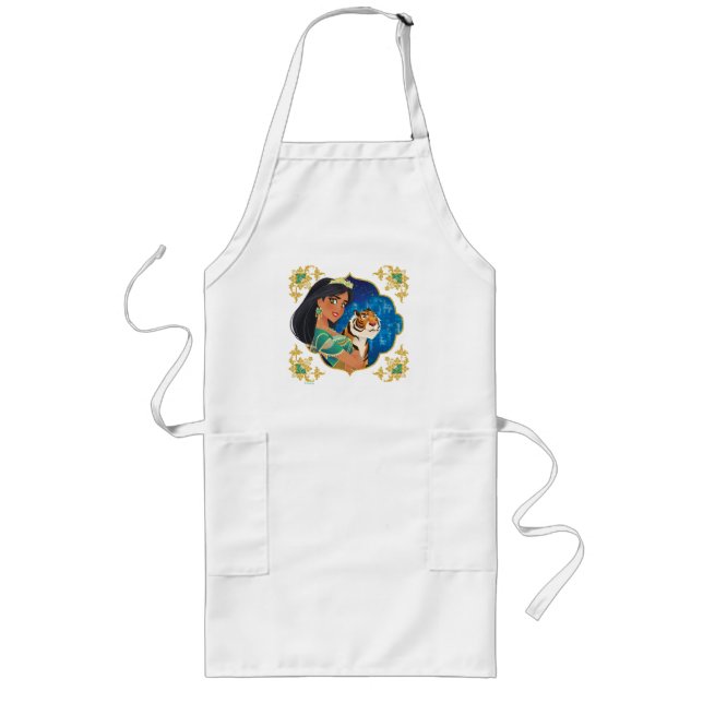 Aladdin | Jasmine And Raja Jewelled Graphic Long Apron (Front)