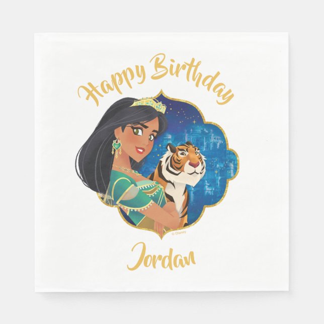 Aladdin | Jasmine And Raja Jewelled Graphic Napkins (Front)