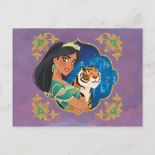Aladdin   Jasmine And Raja Jewelled Graphic Postcard