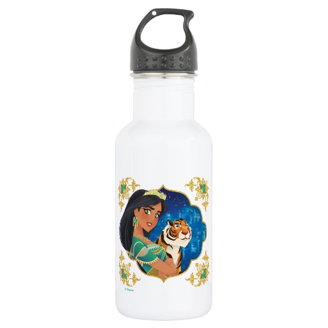 Aladdin | Jasmine And Raja Jewelled Graphic Stainless Steel Water Bottle (Front)