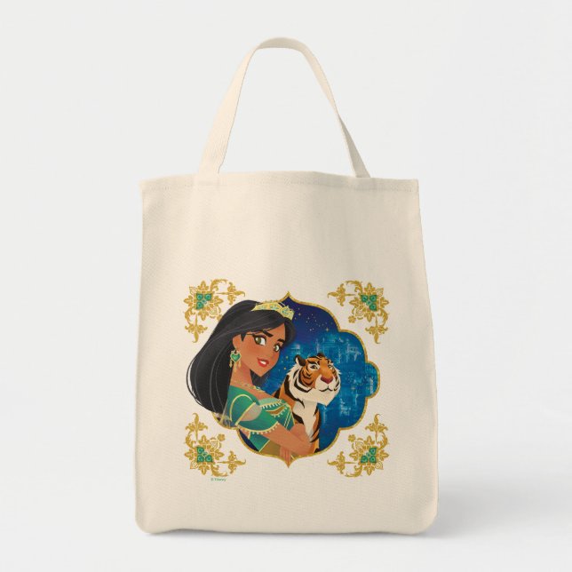 Aladdin | Jasmine And Raja Jewelled Graphic Tote Bag (Front)