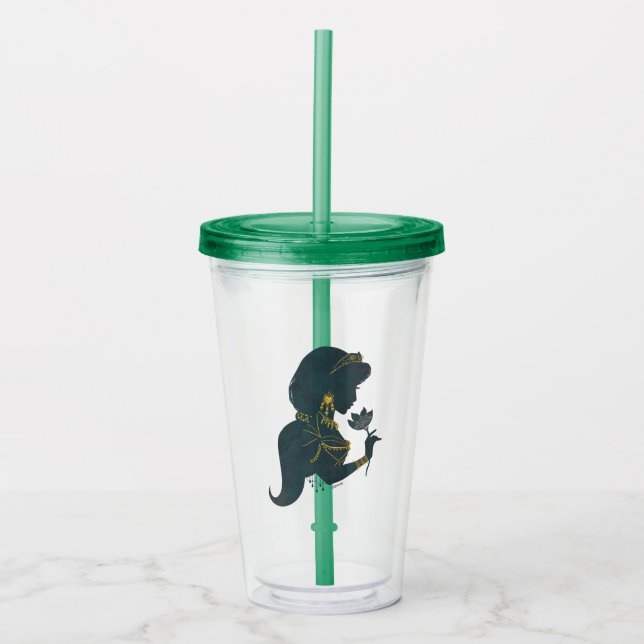 Aladdin | Jasmine Gilded Silhouette Acrylic Tumbler (Front)
