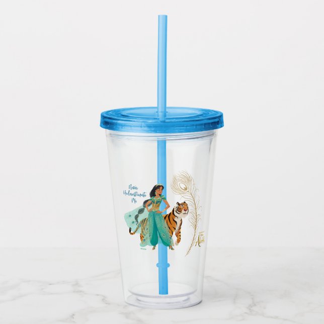 Aladdin | Jasmine & Raja "Never Underestimate Me" Acrylic Tumbler (Front)