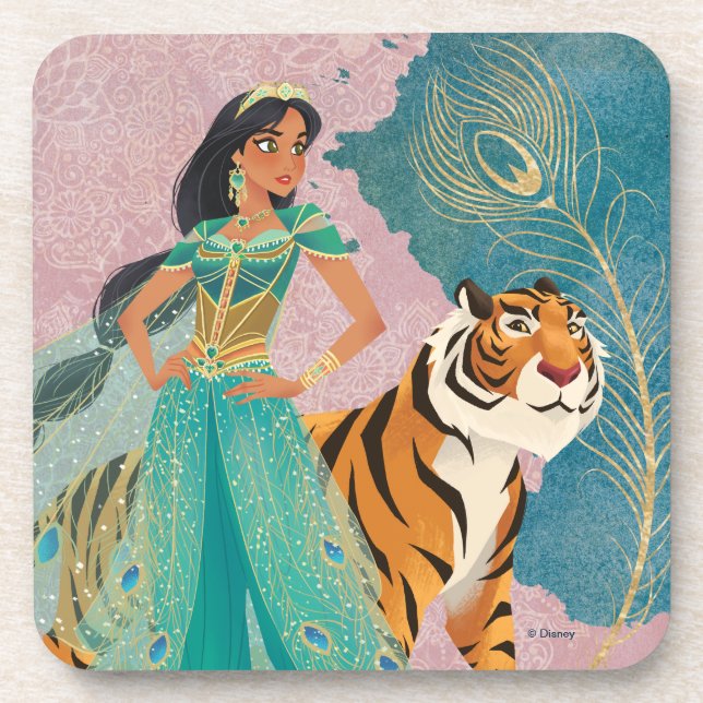 Aladdin | Jasmine & Raja "Never Underestimate Me" Beverage Coaster (Front)