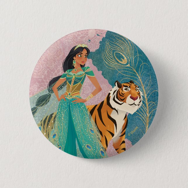 Aladdin | Jasmine & Raja "Never Underestimate Me" Button (Front)