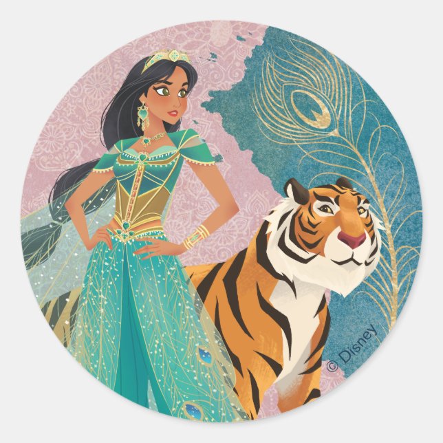 Aladdin | Jasmine & Raja "Never Underestimate Me" Classic Round Sticker (Front)