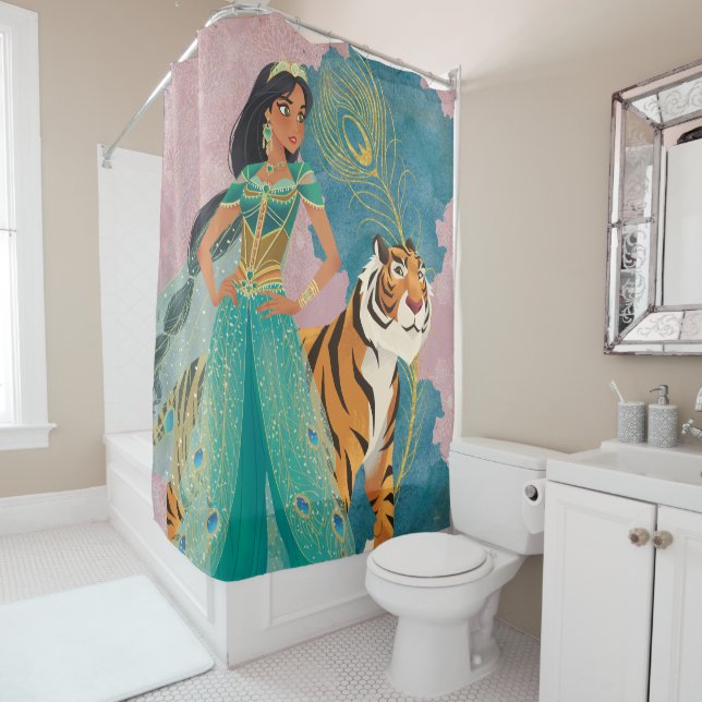 Aladdin | Jasmine & Raja "Never Underestimate Me" Shower Curtain (In Situ)