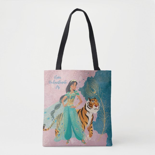 Aladdin | Jasmine & Raja "Never Underestimate Me" Tote Bag (Front)