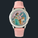 Aladdin | Jasmine & Raja "Never Underestimate Me" Watch<br><div class="desc">Check out Jasmine and Raja standing proud, accented with a golden peacock feather and the words "Never Underestimate Me".</div>