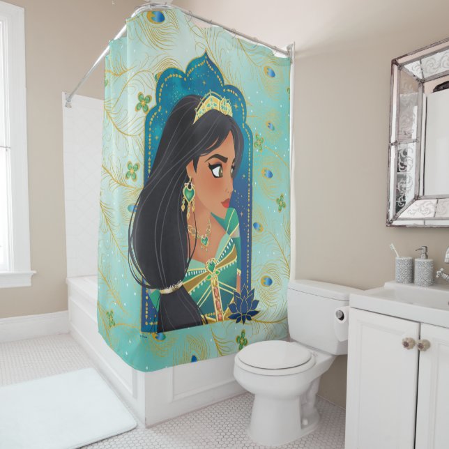 Aladdin | Jasmine Side Profile Graphic Shower Curtain (In Situ)