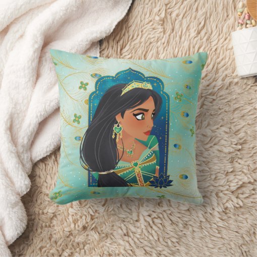 Aladdin Jasmine Side Profile Graphic Throw Pillow Zazzle