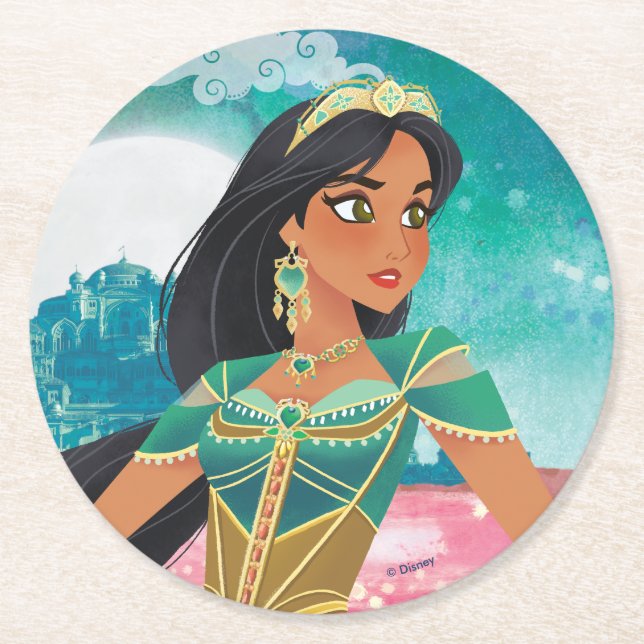 Aladdin | Jasmine "Woman of Many Dreams" Round Paper Coaster (Front)