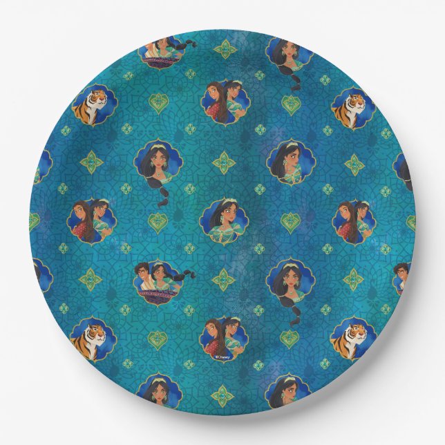 Aladdin | Jewelled Character Art Pattern Paper Plates (Front)