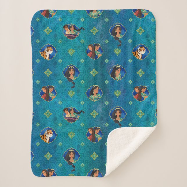 Aladdin | Jewelled Character Art Pattern Sherpa Blanket (Front)