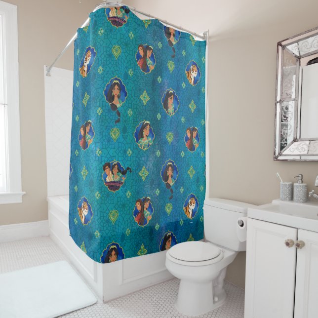 Aladdin | Jewelled Character Art Pattern Shower Curtain (In Situ)
