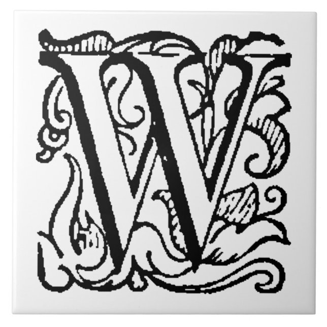 Aladdin O'Brien Capital Letter W Ceramic Tile (Front)