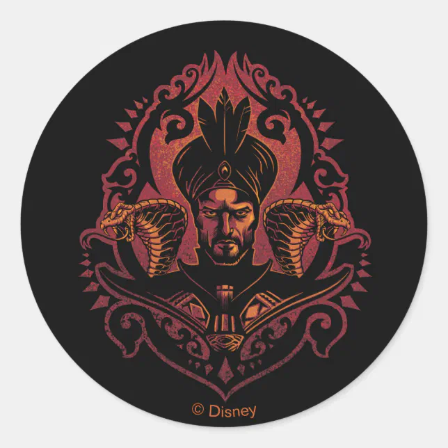 Aladdin Ornate Jafar Cobras Graphic Classic Round Sticker Zazzle