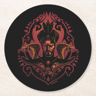 Aladdin   Ornate Jafar & Cobras Graphic Round Paper Coaster