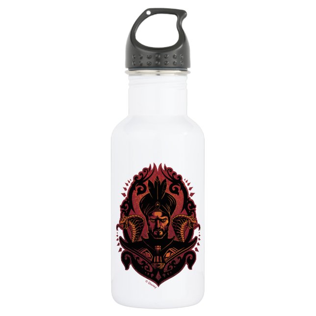 Aladdin | Ornate Jafar & Cobras Graphic Stainless Steel Water Bottle (Front)