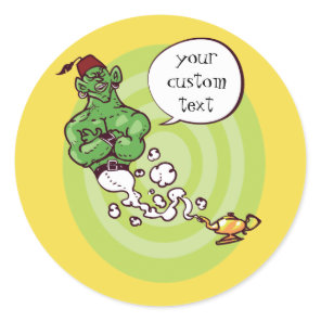 aladdin's genie of the lamp cartoon classic round sticker