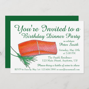 Alaksan Salmon Seafood Birthday Dinner Party Invitation
