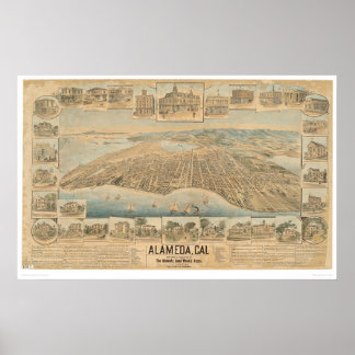 Alameda, CA. Panoramic Map (0540A) Poster