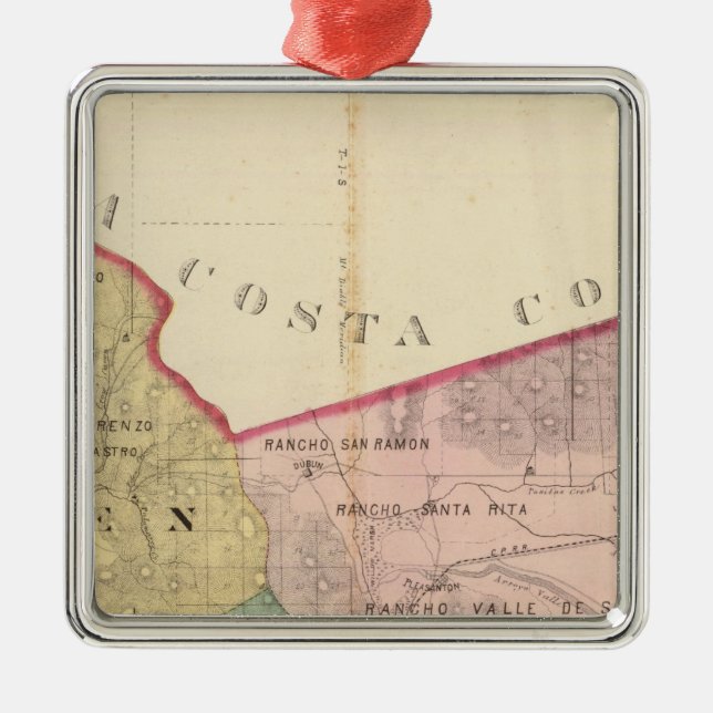 Alameda County map Metal Ornament (Front)