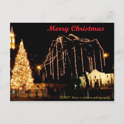 Alamo at Christmas Holiday Postcard