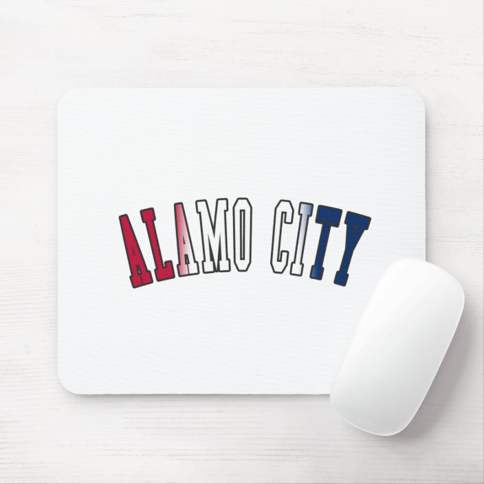 Alamo City in Texas State Flag Colors Mouse Pad