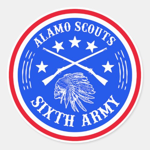 ALAMO SCOUTS 6TH ARMY LOGO CLASSIC ROUND STICKER