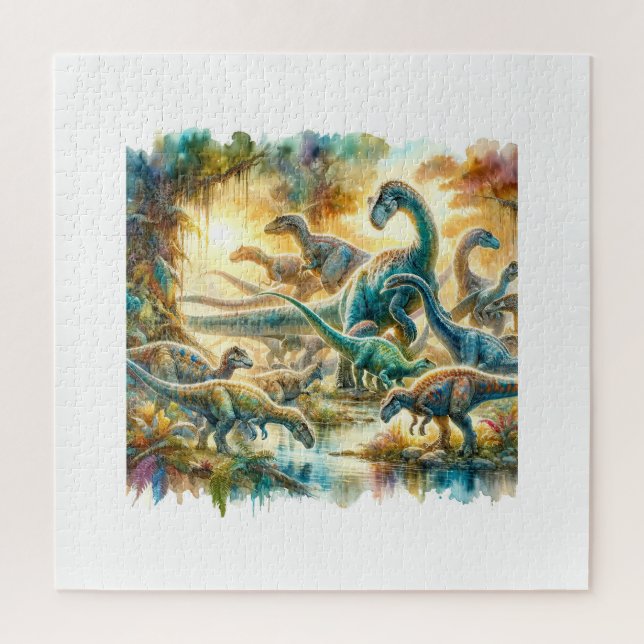 Alamosaurus Dinosaurs 060624AREF126 - Watercolor Jigsaw Puzzle (Vertical)
