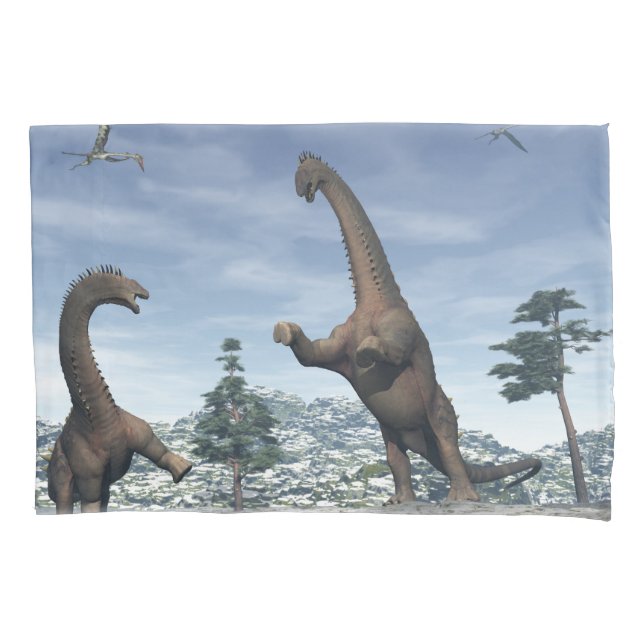 Alamosaurus dinosaurs fight - 3D render Pillow Case (Front)
