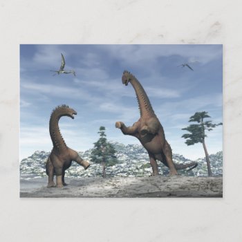 Alamosaurus Dinosaurs Fight - 3d Render Postcard by Elenarts_PaleoArts at Zazzle