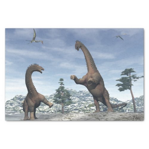 Alamosaurus dinosaurs fight _ 3D render Tissue Paper