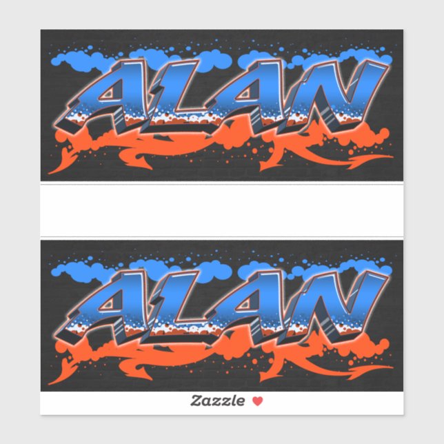 Alan First Name Graffiti Sticker (Sheet)