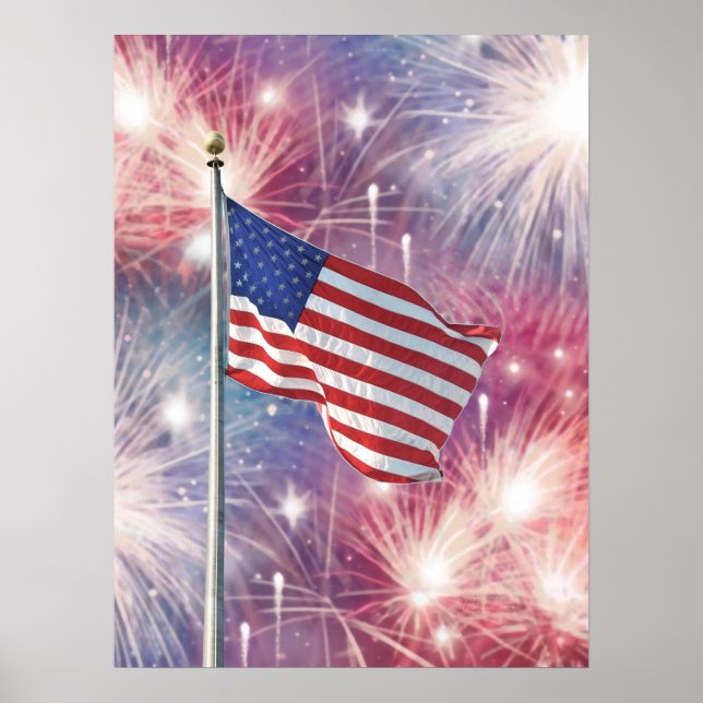 Alan Giana "Flag and Fireworks" Poster (Front)