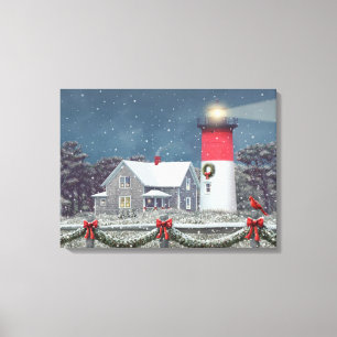 Alan Giana "Nauset Light Christmas" Canvas Print