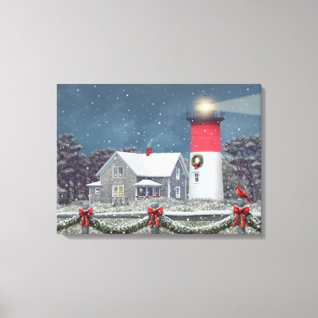 Alan Giana "Nauset Light Christmas" Canvas Print (Front)